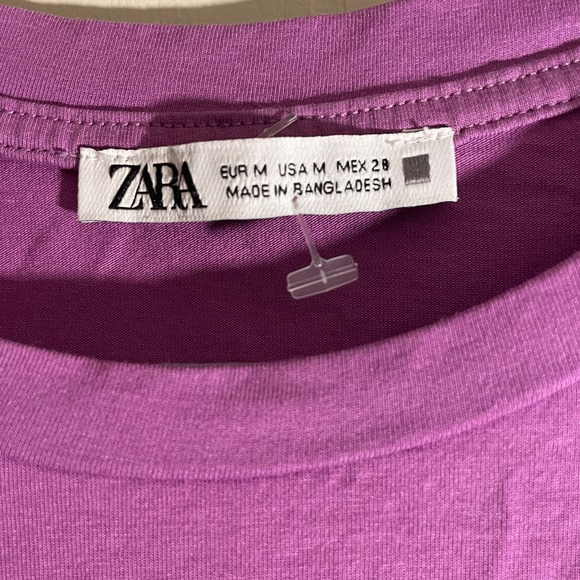 Zara Purple Basic Tee Short Sleeve Crew Neck Basic T Shirt Women's Size Medium - Picture 4 of 5